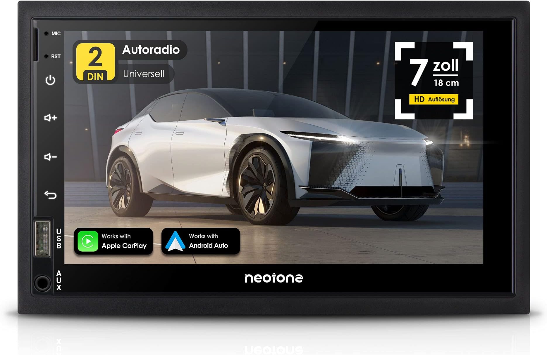 Neotone NDX-360A | 2DIN Car Radio | GPS Navigation with Europe Maps | DAB+ Support | 7 Inch | USB l SDHC | Full HD | 16GB microSD including | WLAN | Bluetooth | MirrorLink | OBD 2 | Android 10