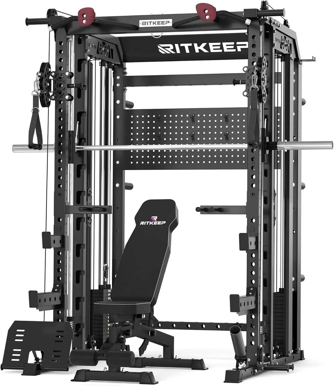 RitKeep Nimitz N1 Counterbalanced Smith Machine, All-in-One Home Gym with 300 LB Weight Stacks, 31 Cable Positions, Dual Pulley Ratios, Functional Trainer & Power Rack