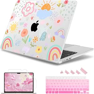 Hard Shell Case For MacBook Air 13.6" M2/M3/M4 (2022-2025) - Includes Screen Protector & Keyboard Skin, Blue Bows