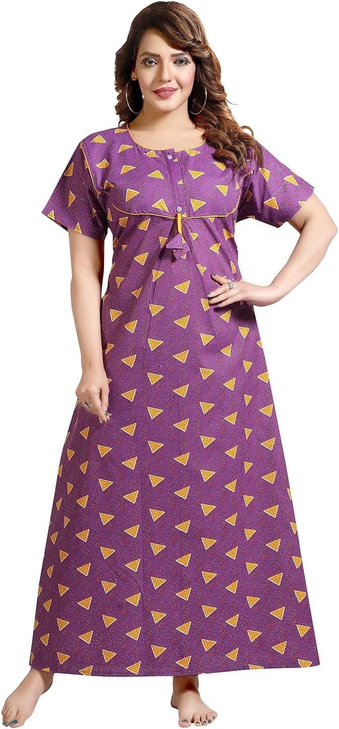 FabmeWomen's Cotton Printed Floor Length Nightwear Nighty