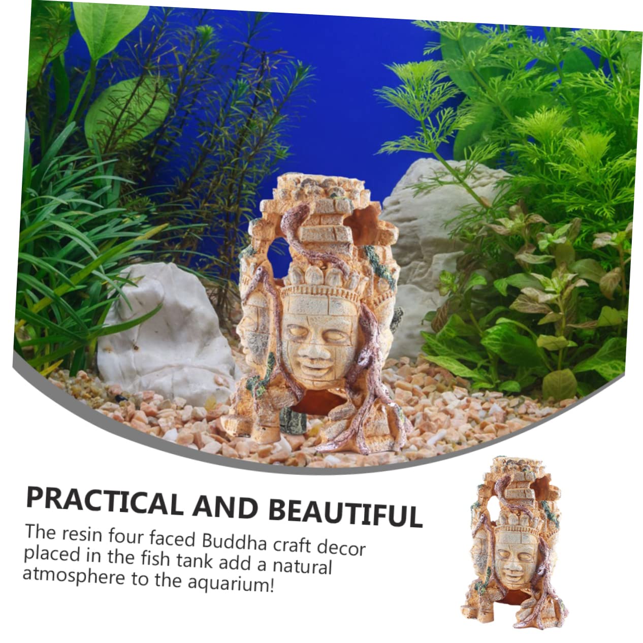 BESPORTBLE 1pièce Décor Aquarium avec Crâne De Reptile Abri à Quatre Visages pour Poissons Et Terrarium Ornement De Paysage pour Aquariums Et Décoration De Chambre