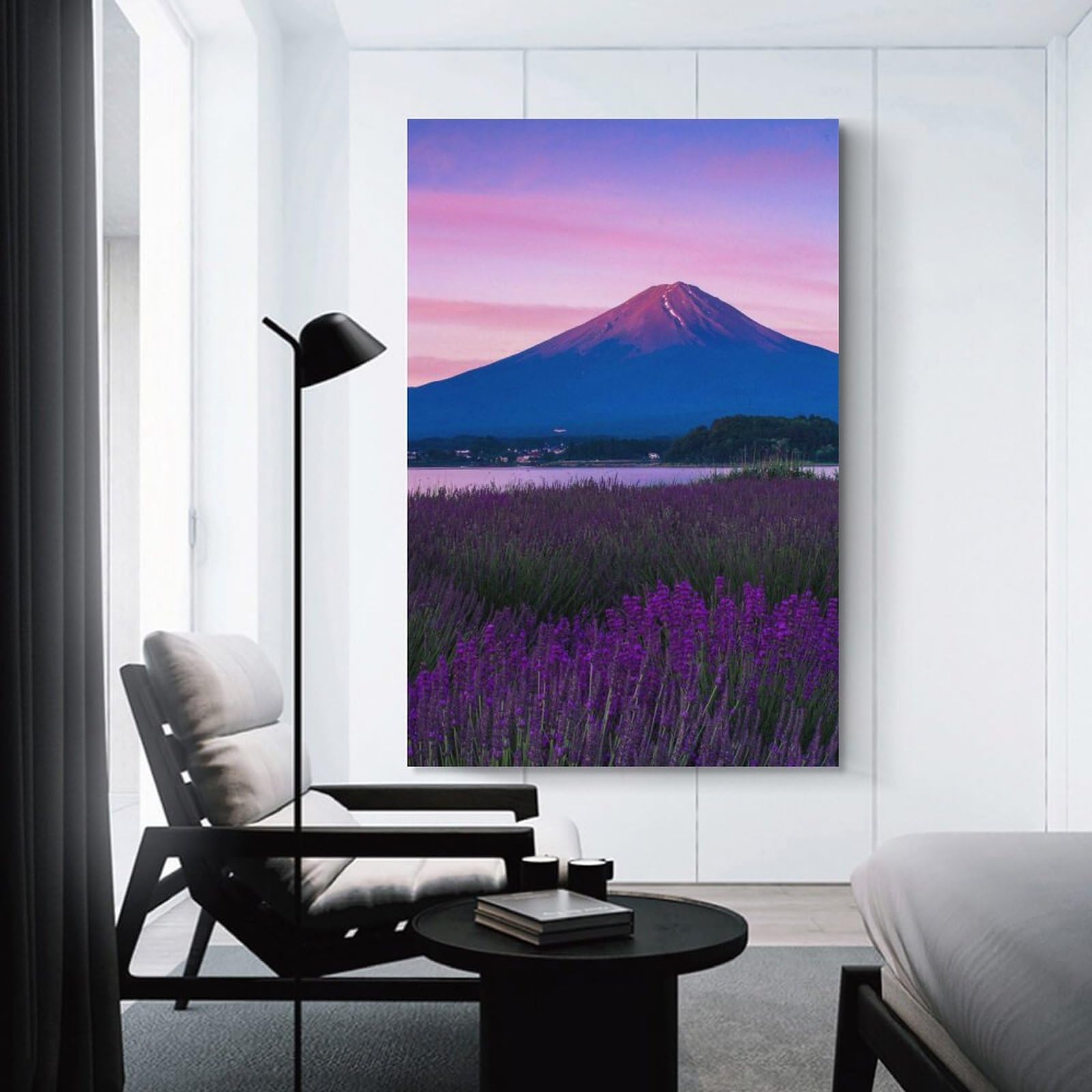 Amazon.co.jp: 富士山を望む紫色のラベンダー畑 アートパネル 日本の