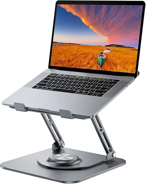 JOYEKY Laptop Stand for Desk, Adjustable Computer Stand with 360° Rotating Base, Ergonomic Laptop Riser for Collaborative Work, Foldable & Portable Laptop Stand, fits for All 10-16" Laptops