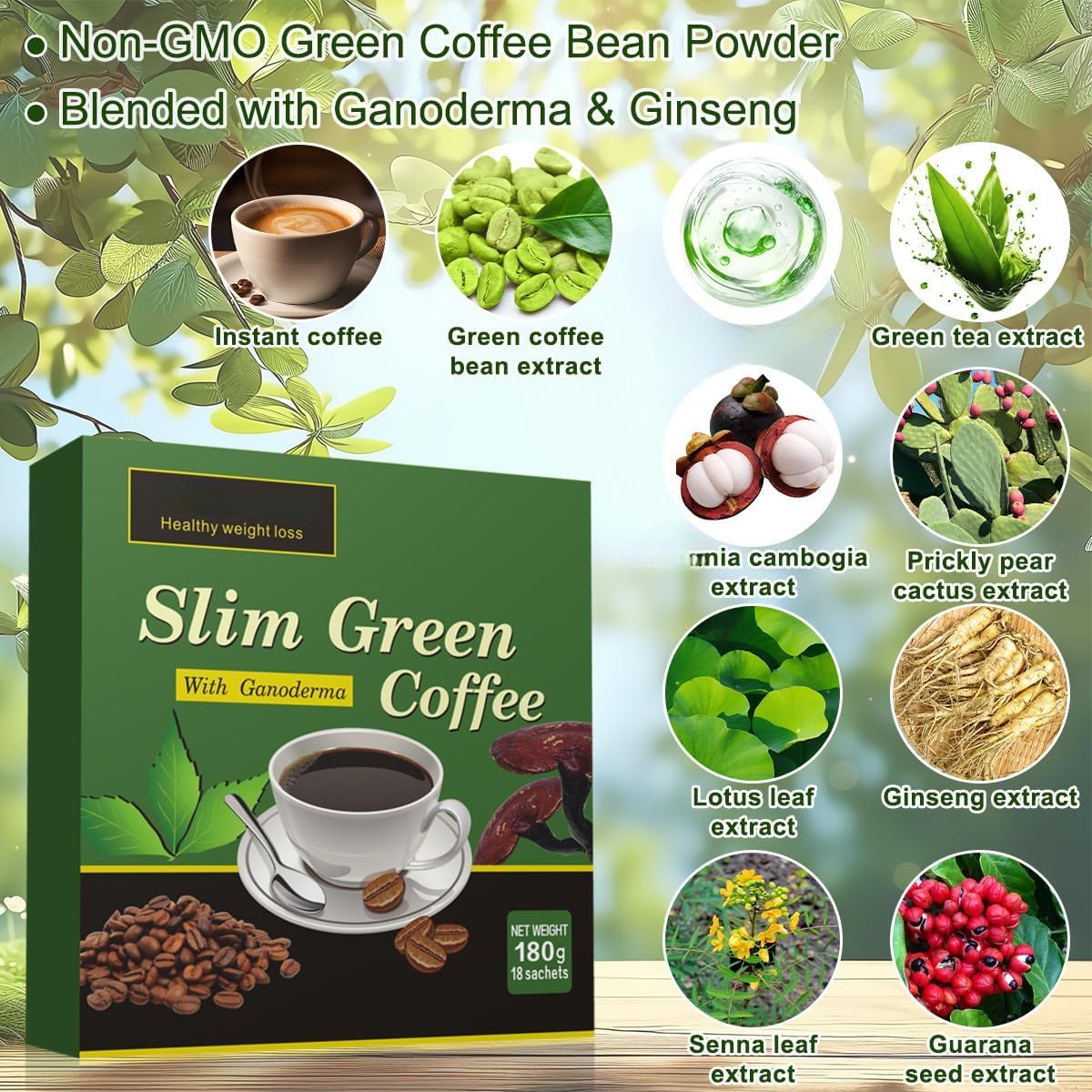Extracto de grano de café verde en polvo, vegano