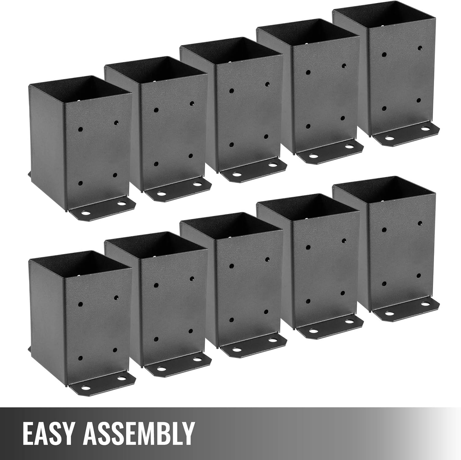 Flash Deals - 60% OFF VEVOR Post Base, 4 x 4 inch (Inner Size 3.6 x 3.6 inch) 10PCS Wood Fence Post Anchor Base, Heavy Duty Powder-Coated Steel Post Bracket with Screws, for Deck Porch Railing Support Trim Up To 50% OFF VEVOR Post Base, 4 x 4 inch (Inner Size 3.6 x 3.6 inch) 10PCS Wood Fence Post Anchor Base, Heavy Duty Powder-Coated Steel Post Bracket with Screws, for Deck Porch Railing Support Trim