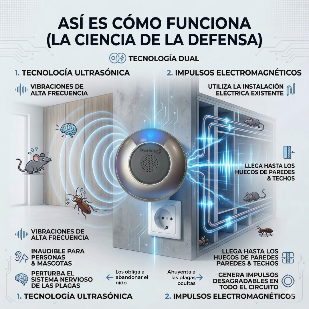 MAX, repellente efficace per parassiti, insetti e roditori, più potente e più efficace, tecnologia elettromagnetica + ultrasuoni, frequenza variabile (3)