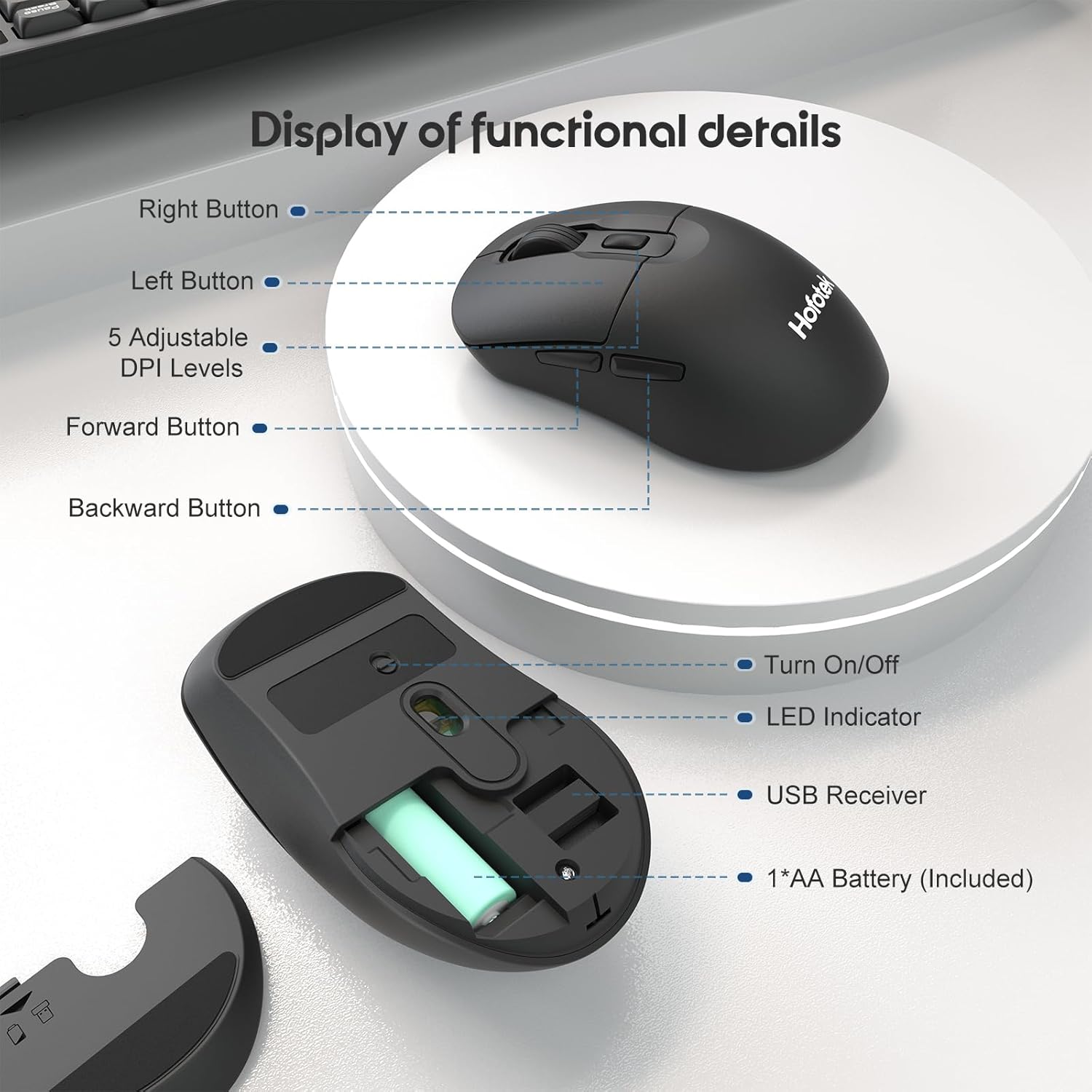Silent Wireless Keyboard and Mouse Combo, 90% Less Noise, Full Size Numpad, Ultra Slim, Quiet & Soft Touch, Cordless Adjustable DPI Click Mice for Computer Laptop PC Office Desk Accessories - Image 5