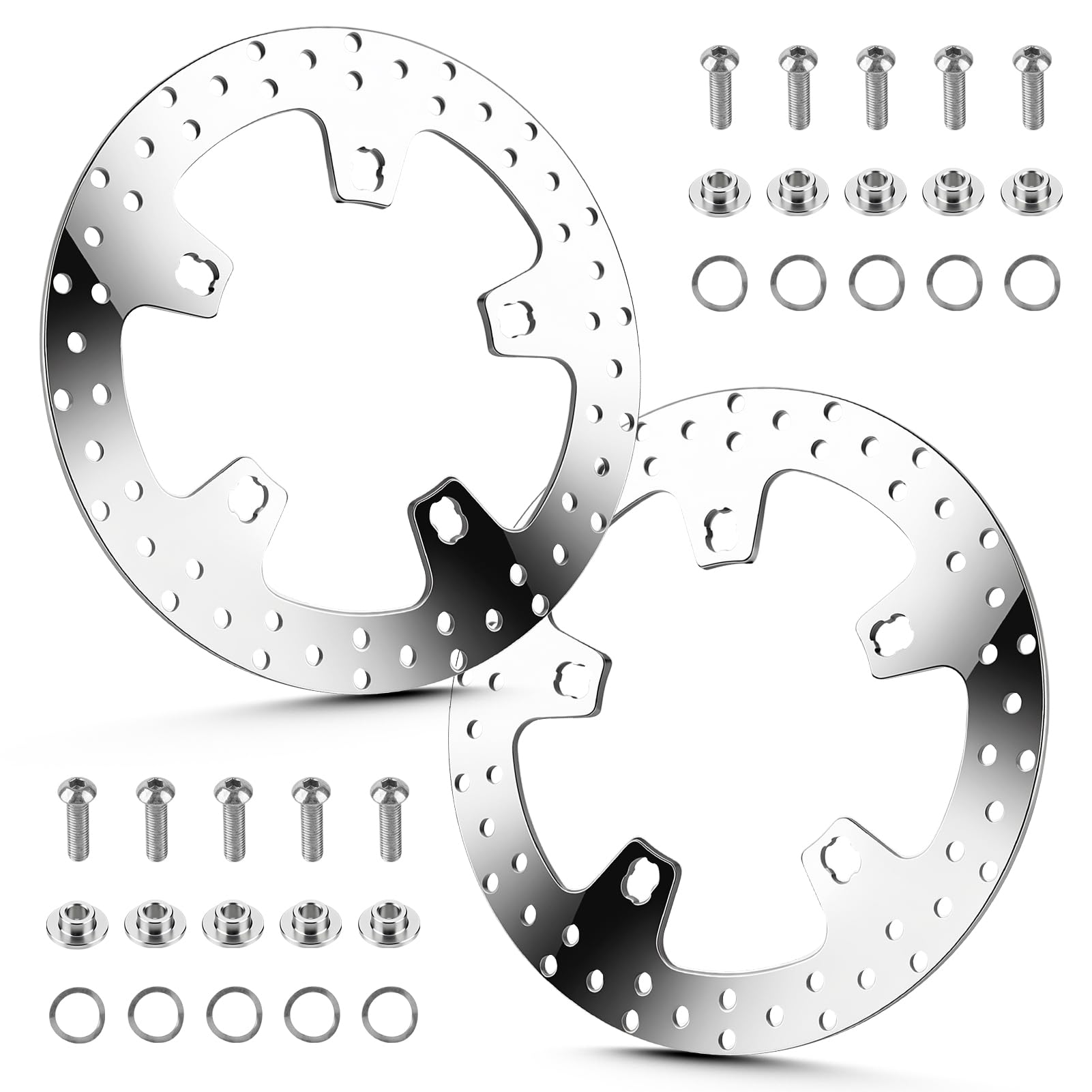Photo 1 of 11.8" Front Brake Disc Rotor with Bolts Fit for Harley Road King/Street Glide/Road Glide/Electra Glide/Tour Glide/Ultra Limited 2015 2016 2017 2018 2019 2020 2021 2022-2 Pc Polished