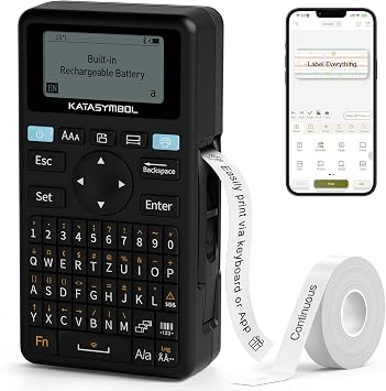 SUPVAN E11 Bluetooth Label Maker Machine, Support Keyboard & App with 30+ Fonts and 660+ Icons, Rechargeable Inkless Labeler for Home, Kitchen, Office, School, Organization, Black