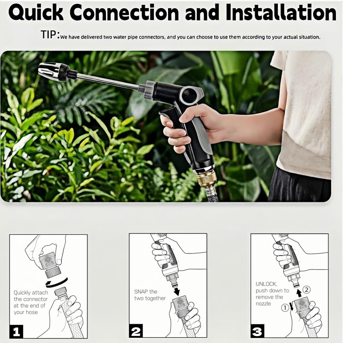 Aquoxis Pressure Washer, 2026 Upgrade Aquoxis Pressure Washer Gun, High Pressure Hose Nozzle with 360° Rotating Nozzle, 3 Spray Modes, Fit with U.S. 3/4In Threaded Hoses