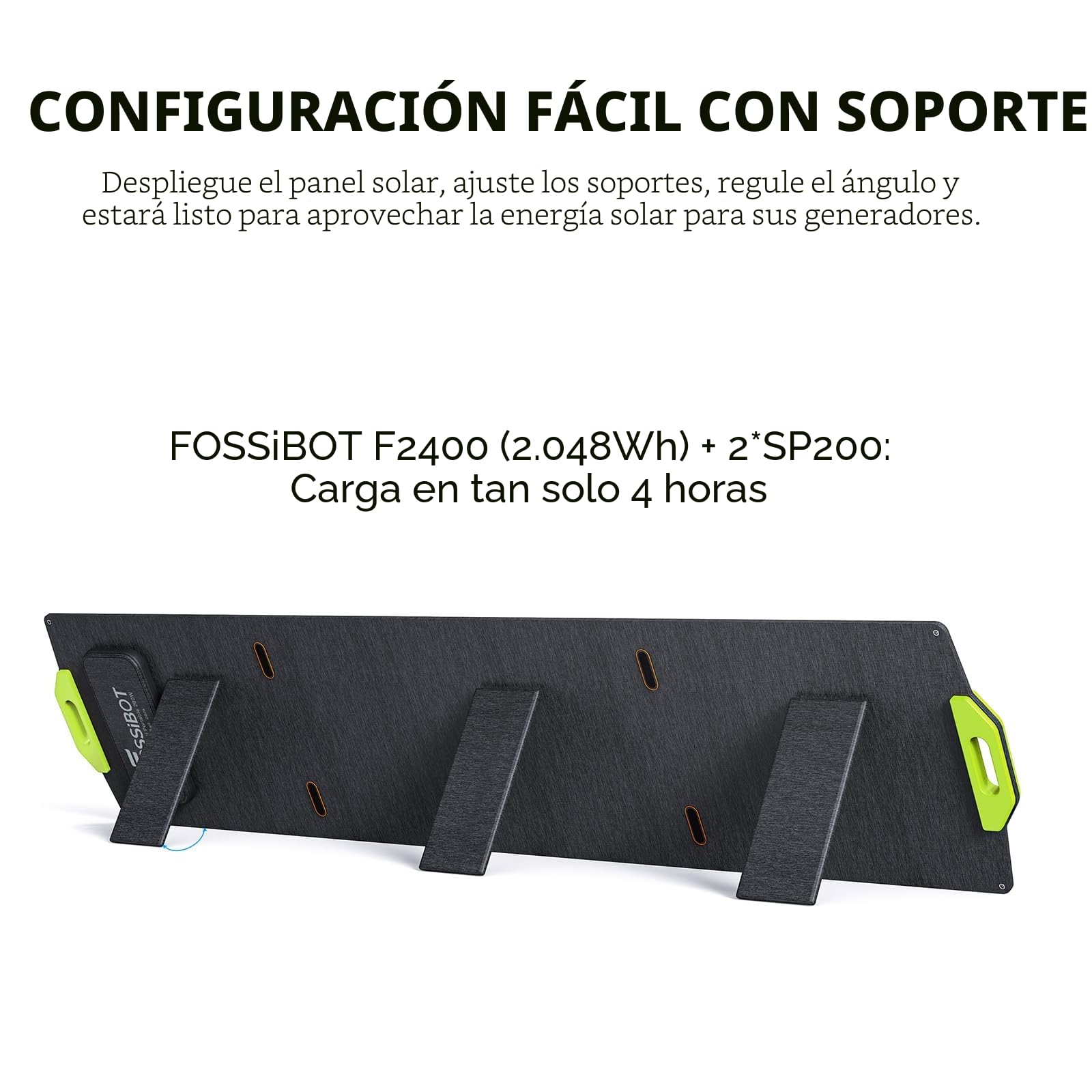 FOSSiBOT Panel solar plegable de 200 W, para generadores solares portátiles F1200, F2400, F3600, módulo fotovoltaico, para sistema independiente de la red, jardín, balcón, caravana hacia el exterior