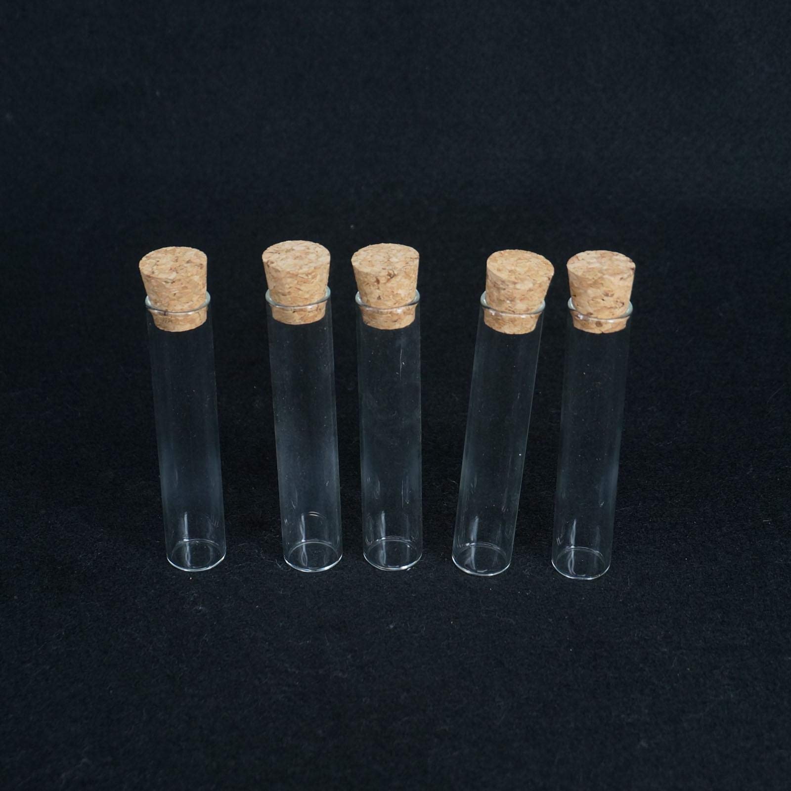 XUBF-GUAN, 5Pcs 20x100mm Lab Glass Test Tube Flat Bottom With Wood Stopper Thermostability
