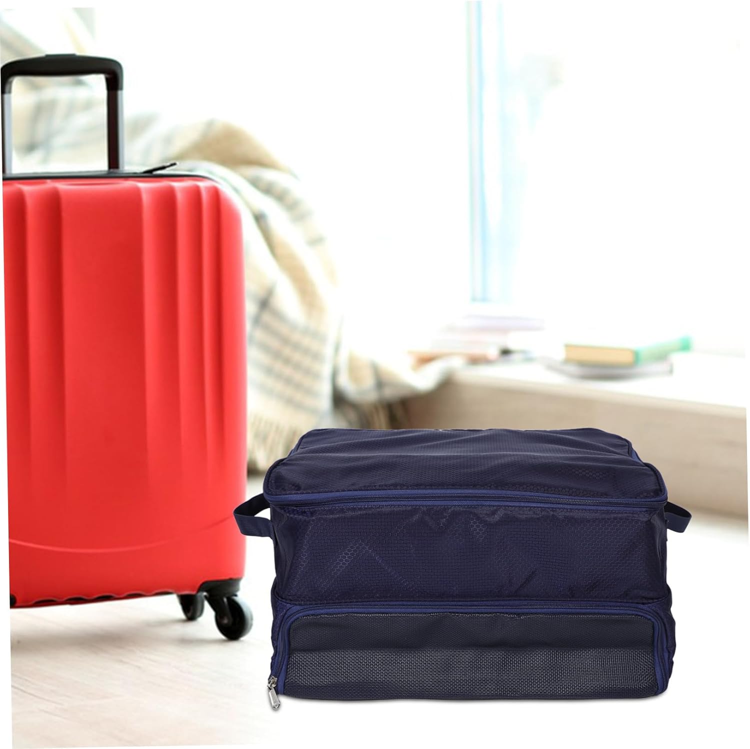 VICASKY Large Capacity Golf Storage Organizer Bag Ventilated Compartments Outdoor Golf Accessories Storage Case for Shoes and Equipment for Car and Garage Use