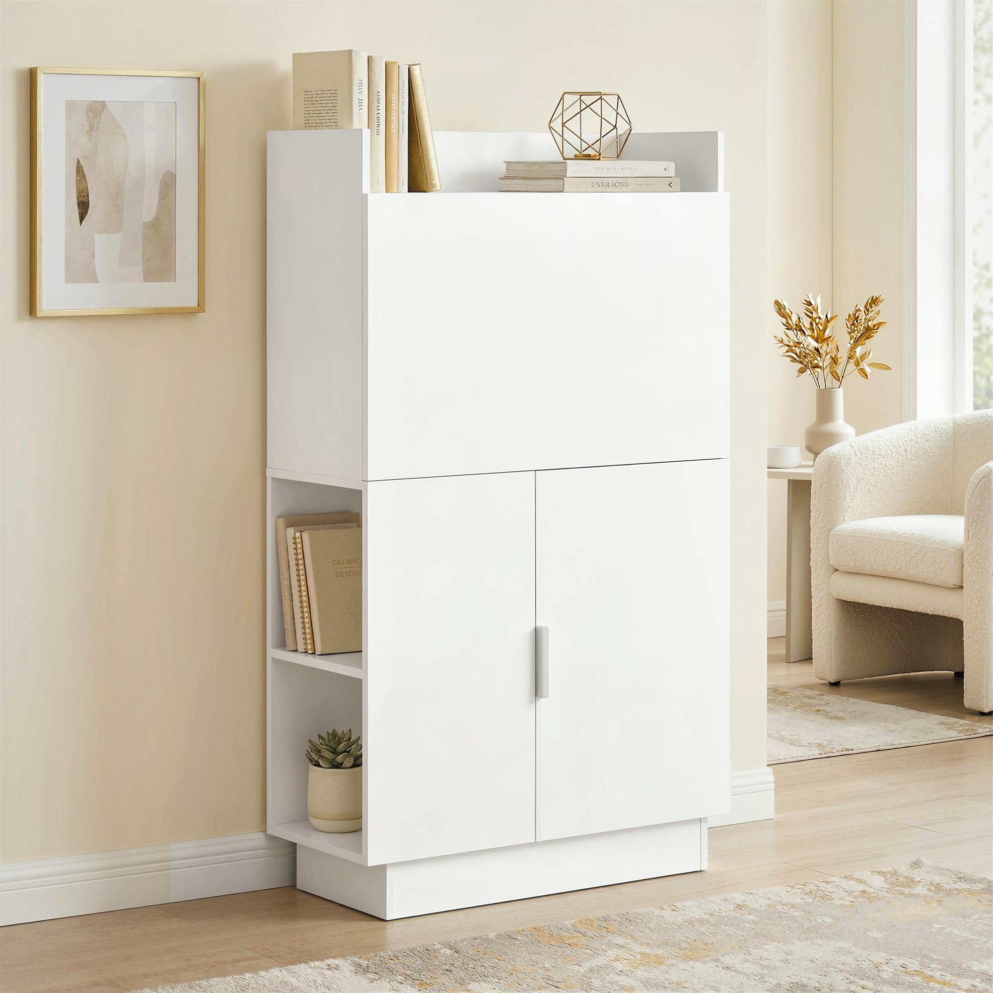 HOMCOM Bureau avec Plateau Pliable 80x30x128 cm Blanc