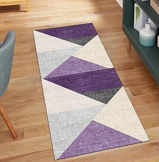Alfombra de cocina antideslizante, 120 x 220 cm, diseño de patchwork, por metros, larga, color lila