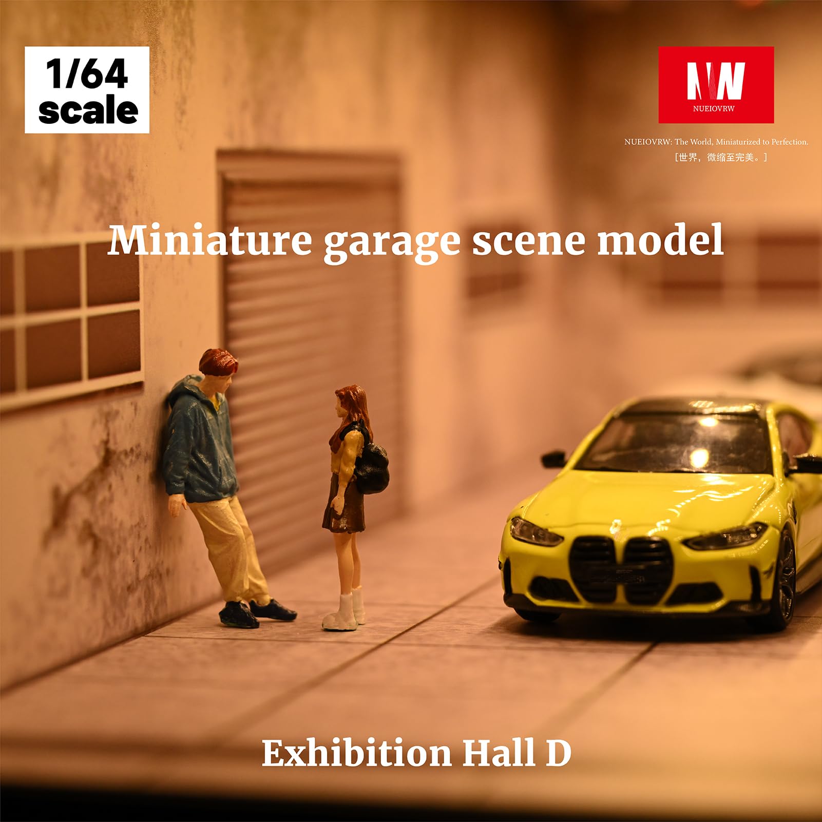 1/64 Diorama Garage Modell, Dreifarbige Beleuchtung Parkplatz Szene Display Case, Modellautos Szene Vitrine, Diecast-Modellautoszene mit 10 Helligkeitsstufen, 20 Fahrzeuge Stehen zur Verfügung(D)
