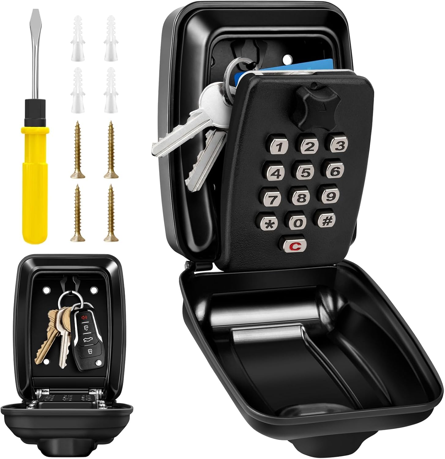 LDS® Boite à Clefs Sécurisée Extérieure – Approuvée par la Police – Coffre à Clés Étanche avec Code Réinitialisable à 12 Chiffres – Grand Rangement pour Clés de Rechange – Idéale pour Maison, Garage
