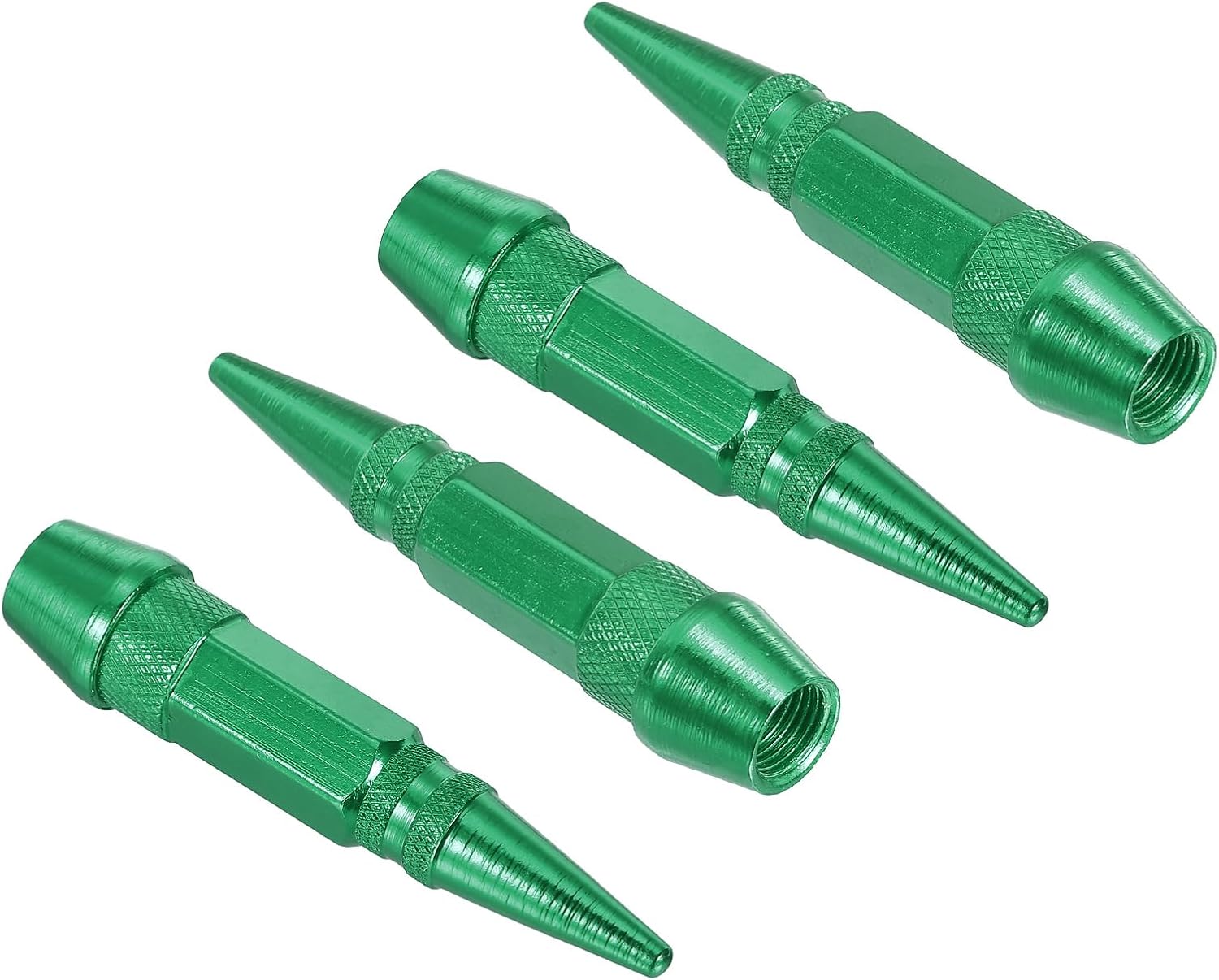 PATIKIL Spiked Shape Tire Valve Stem Caps 60 MM, 4 Pcs Aluminum Alloy Car Wheel Valve Cap Universal Dustproof Tire Valve Covers for Car Bike Motorcycle Truck, Green