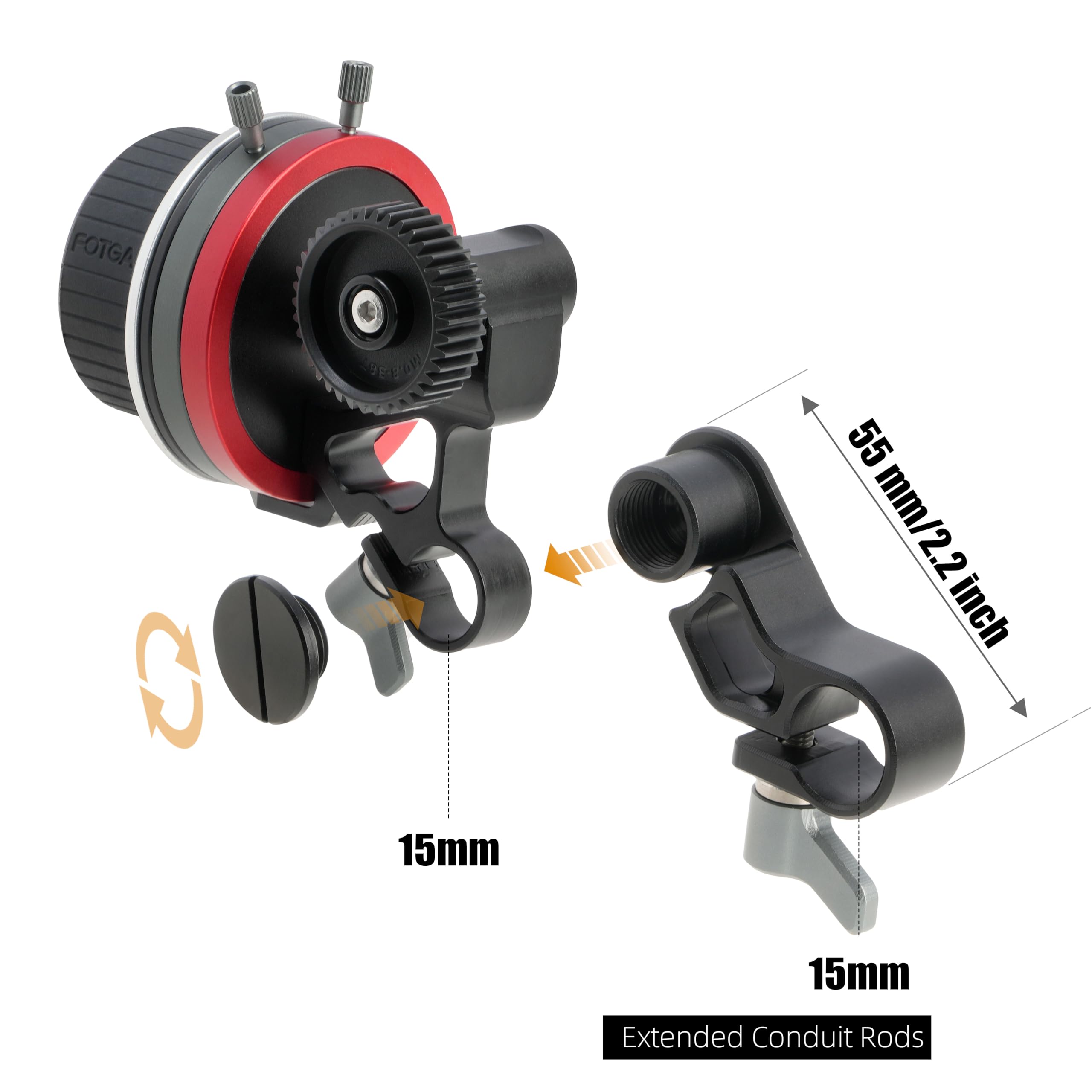 Hersmay Metal Mini Follow Focus A/B Stops Objetivo Follow Focus Lever Camera Focus Puller Compatible 15mm Rod Rig Damping No-slip Handwheel para DSLR Videocámara sin espejo Camera Cage Rig