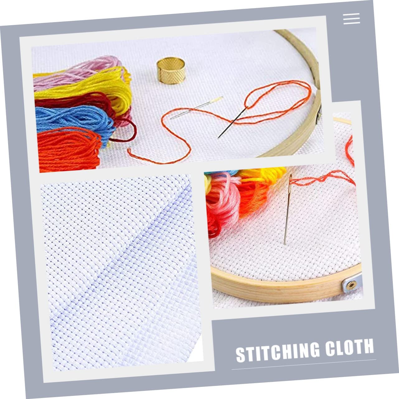 Angoily 8pcs White Cross Stitch Fabric Embroidery Cloths Soft Polyester Material Washable Recyclable for Home Decor