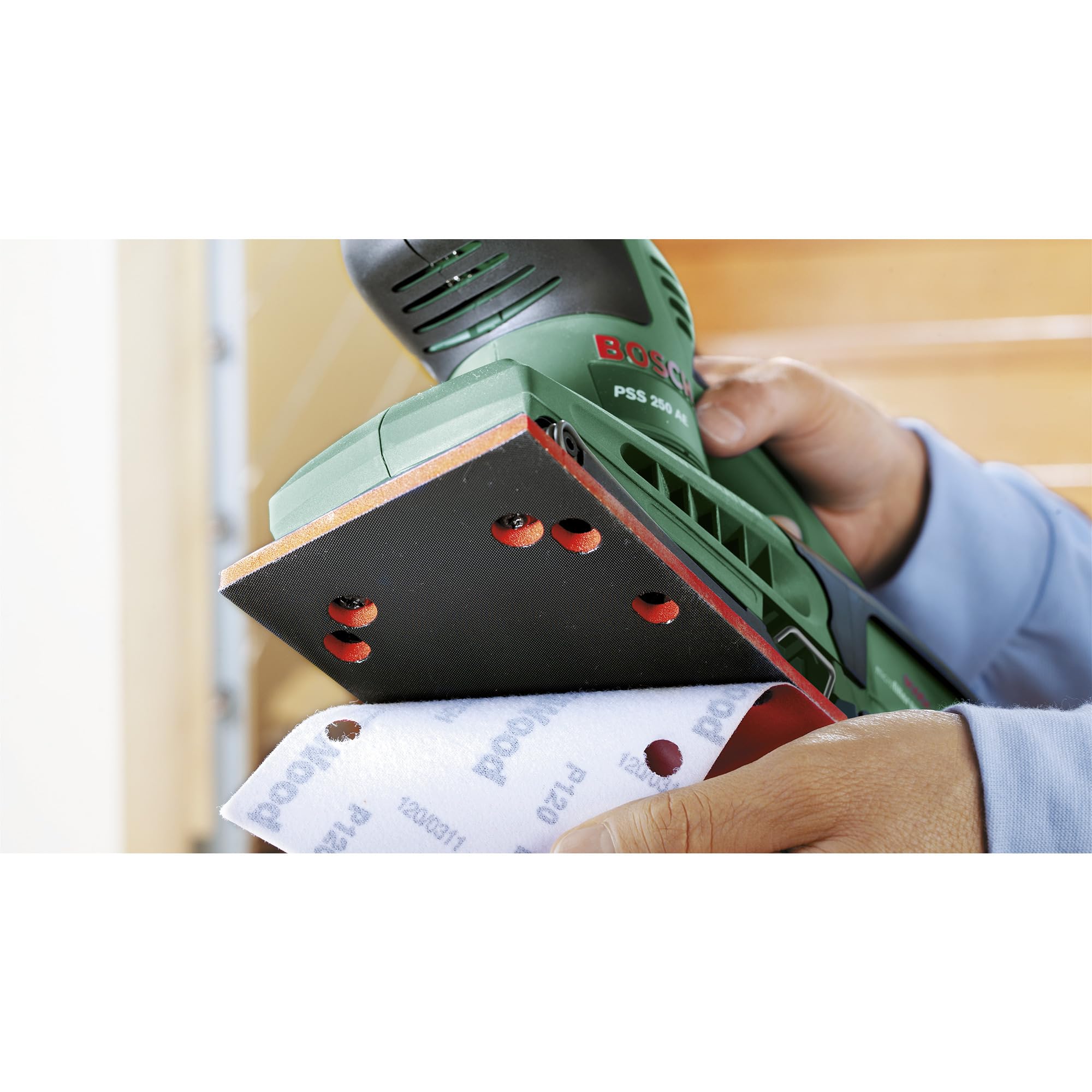 BOSCH Levigatrice vibrante PSS 250 AE 250 W + valigetta + 25 fogli abrasivi