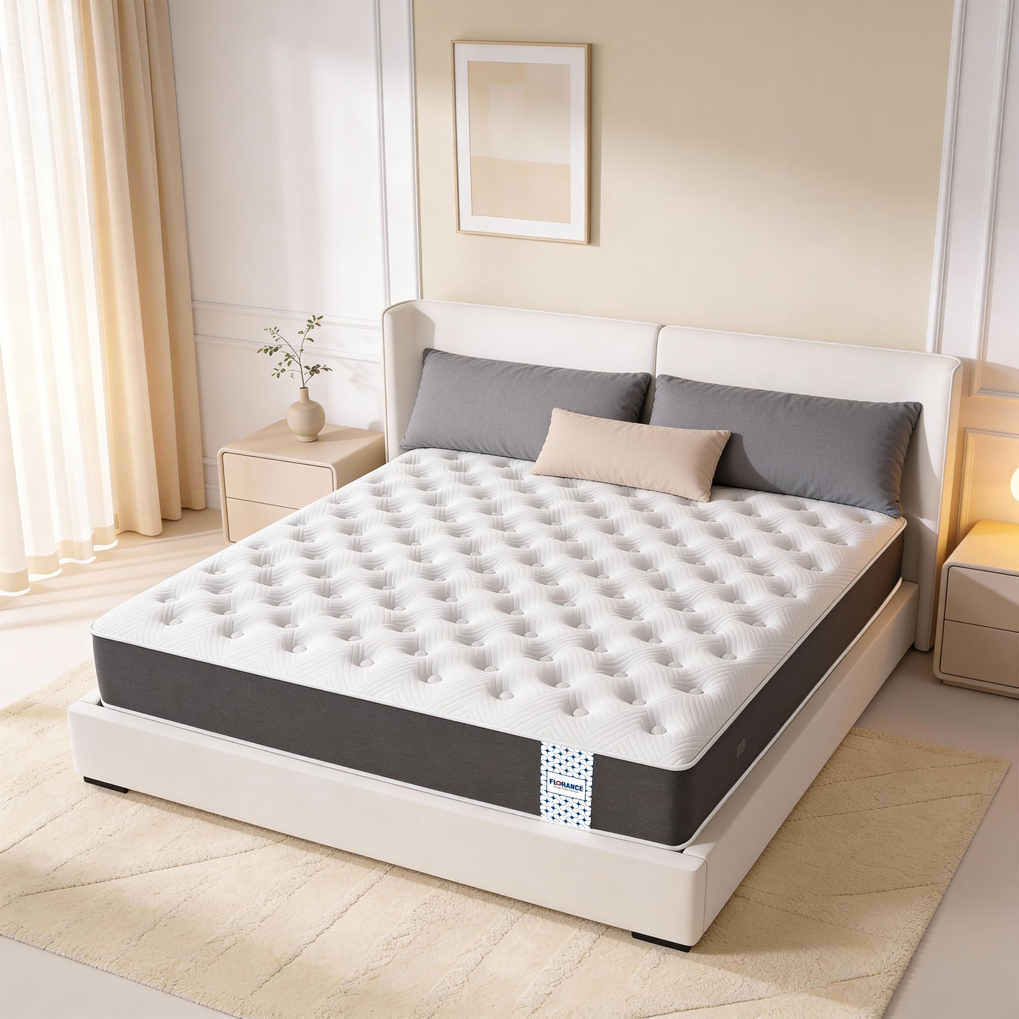 Florance Premium Flip Dual Comfort Mattress with Pain Relief Technology, 3 Layers, Reversible Medium Soft & Firm Side, Quilted Knitted Fabric, Double Size Mattress, 10 Years Warranty, 72x48x4