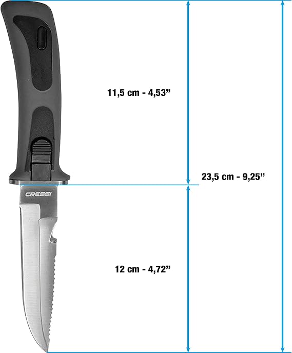 Cressi Stainless Steel Diving Knife With Sheath for Leg Attachment- Vigo: Designed In Italy
