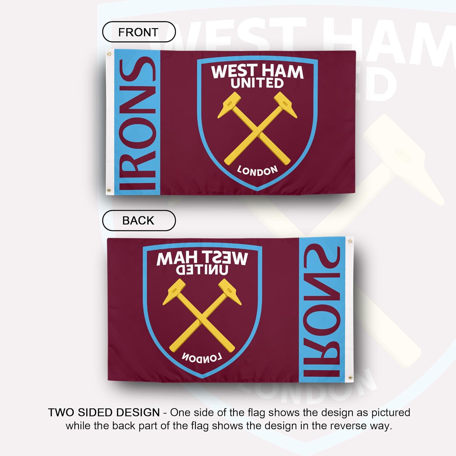 Desert Cactus West Ham United Flag Hammers Football Soccer 100% Polyester Indoor Outdoor 3x5 feet Banner (Flag F)