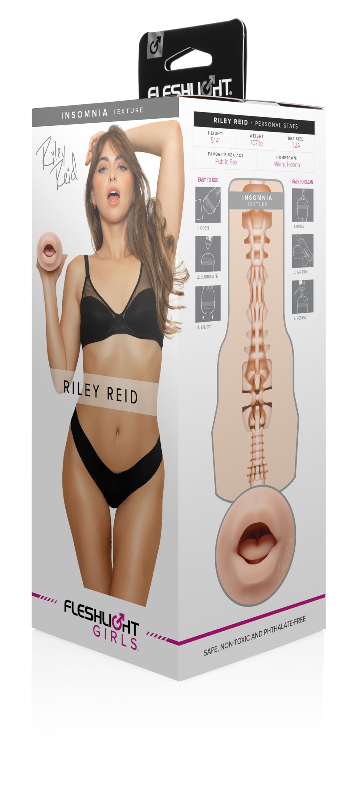 Fleshlight Riley Reid Insomnia (Mouth) - Masturbatore SuperSkin, giocattolo del sesso estremamente realistico