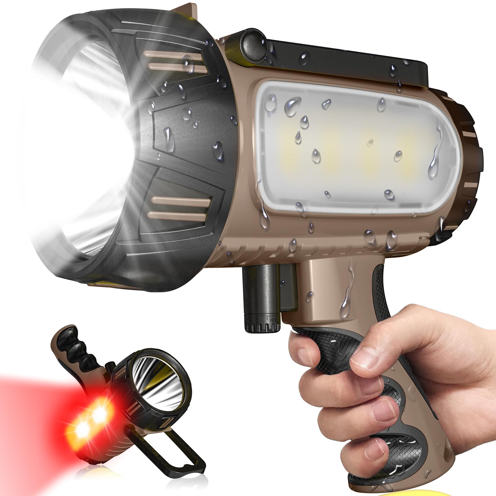 2026 New 100,000 Lumen Super Bright Spotlight,10000mAh Rechargeable Flashlight Handheld Spotlight,Spot Light Outdoor Runtime 72+ Hrs,Flashlight