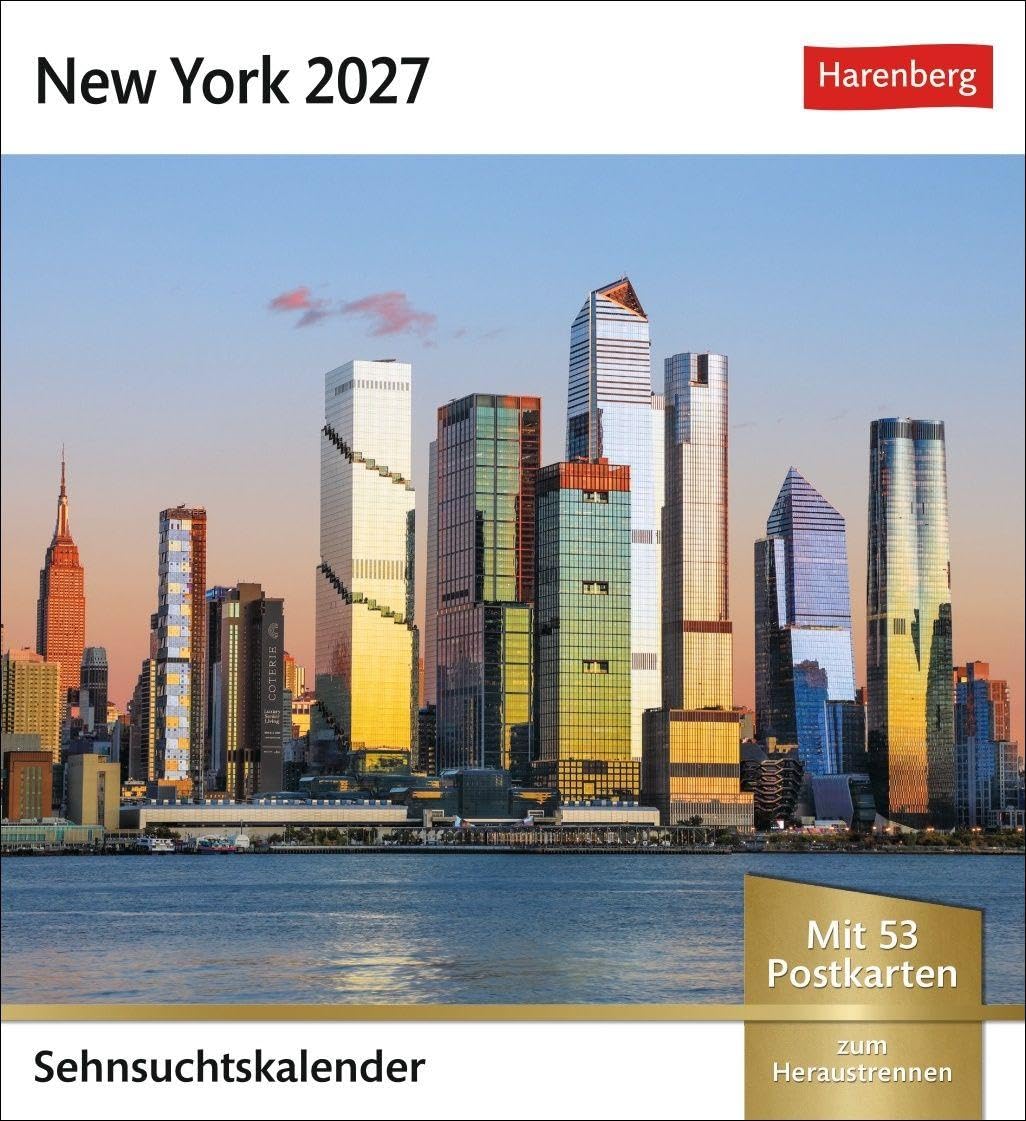 New York Sehnsuchtskalender 2027 - Wochenkalender mit 53 Postkarten: Der Big Apple in einem Foto-Kalender für den Tisch. Aufstellkalender mit 53 ... ein bisschen Fernweh. Auch zum Aufhängen