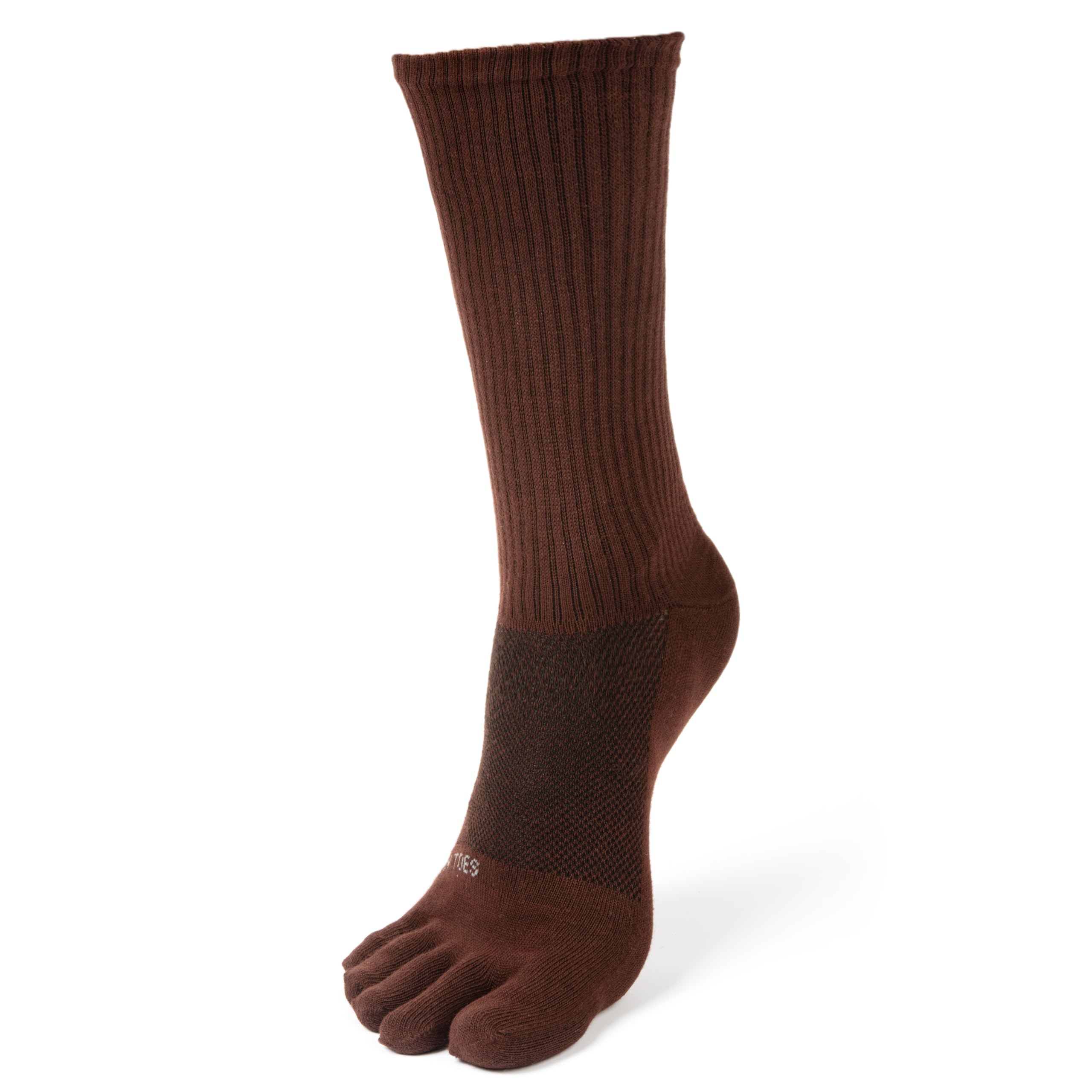FUN TOES Lot de 6 paires de chaussettes de course à pied pour homme - Alignement correct des orteils - Haut en maille respirante - Taille 39-46, marron, 8-12