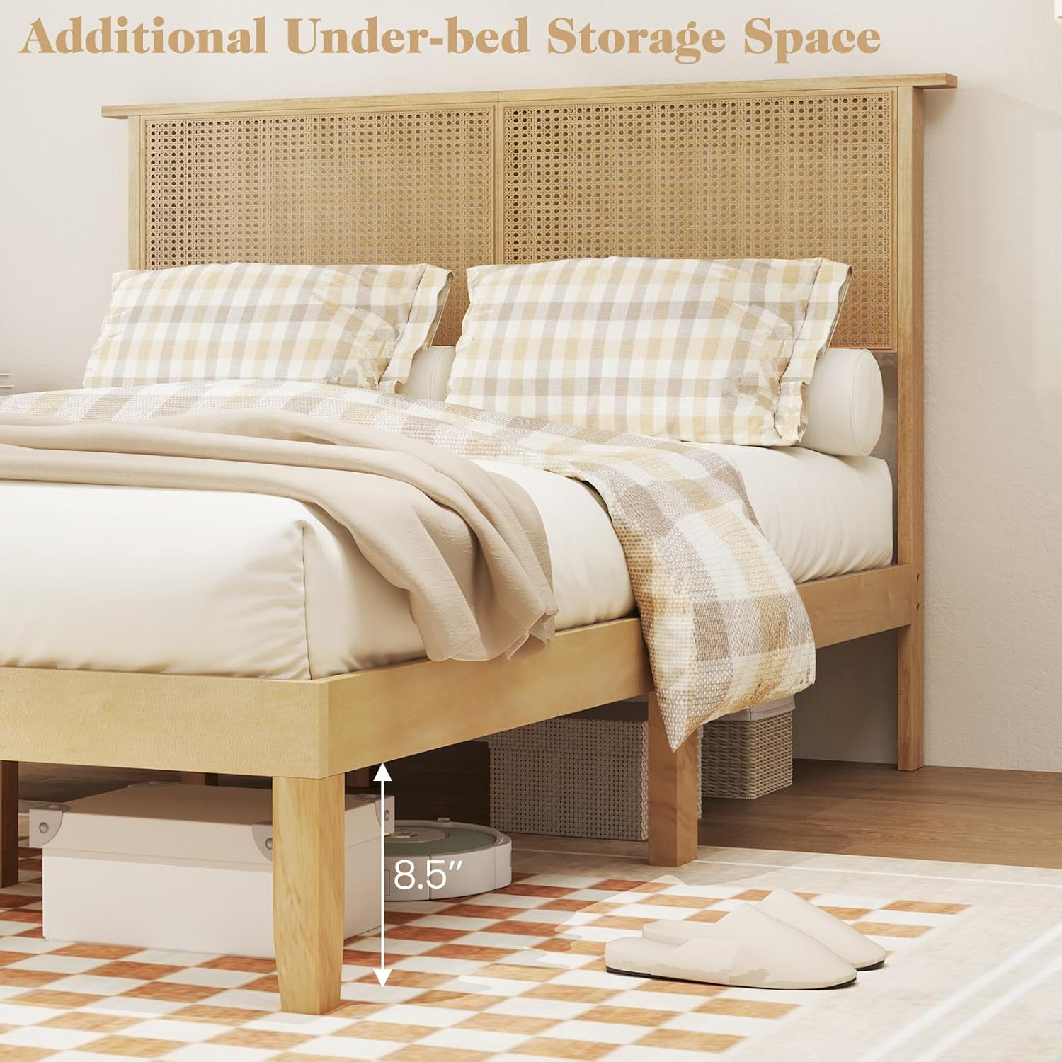 Under-bed storage space with 8.5 inch clearance indicated