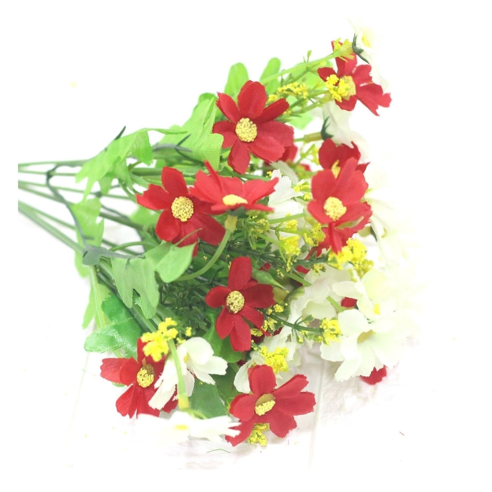Hhmmei2024-23 Faux Flowers with Vase ﻿ Artificial Gerbera Daisy Flower Bouquet for Home Garden Decoration DIY Wedding Arches Wall Bridal Artificial Flowers(D)