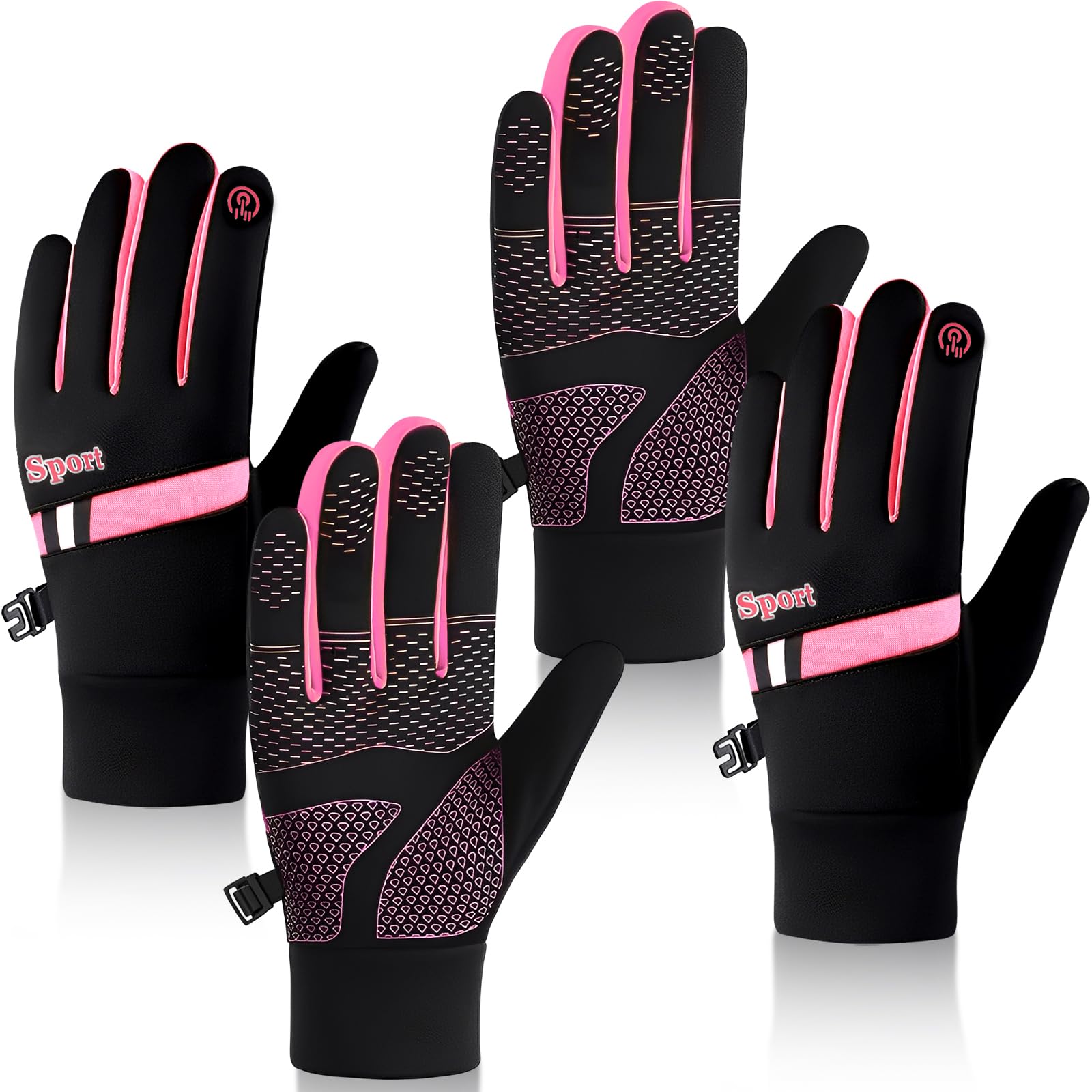 2 Pairs Winter Thin Thermal Gloves Waterproof Finger Touch Screen Non-Slip Cold Resistant Gloves Windproof Warm Winter Running Gloves for Womens Outdoor Sports,Cycling,Driving,Hiking — view 11