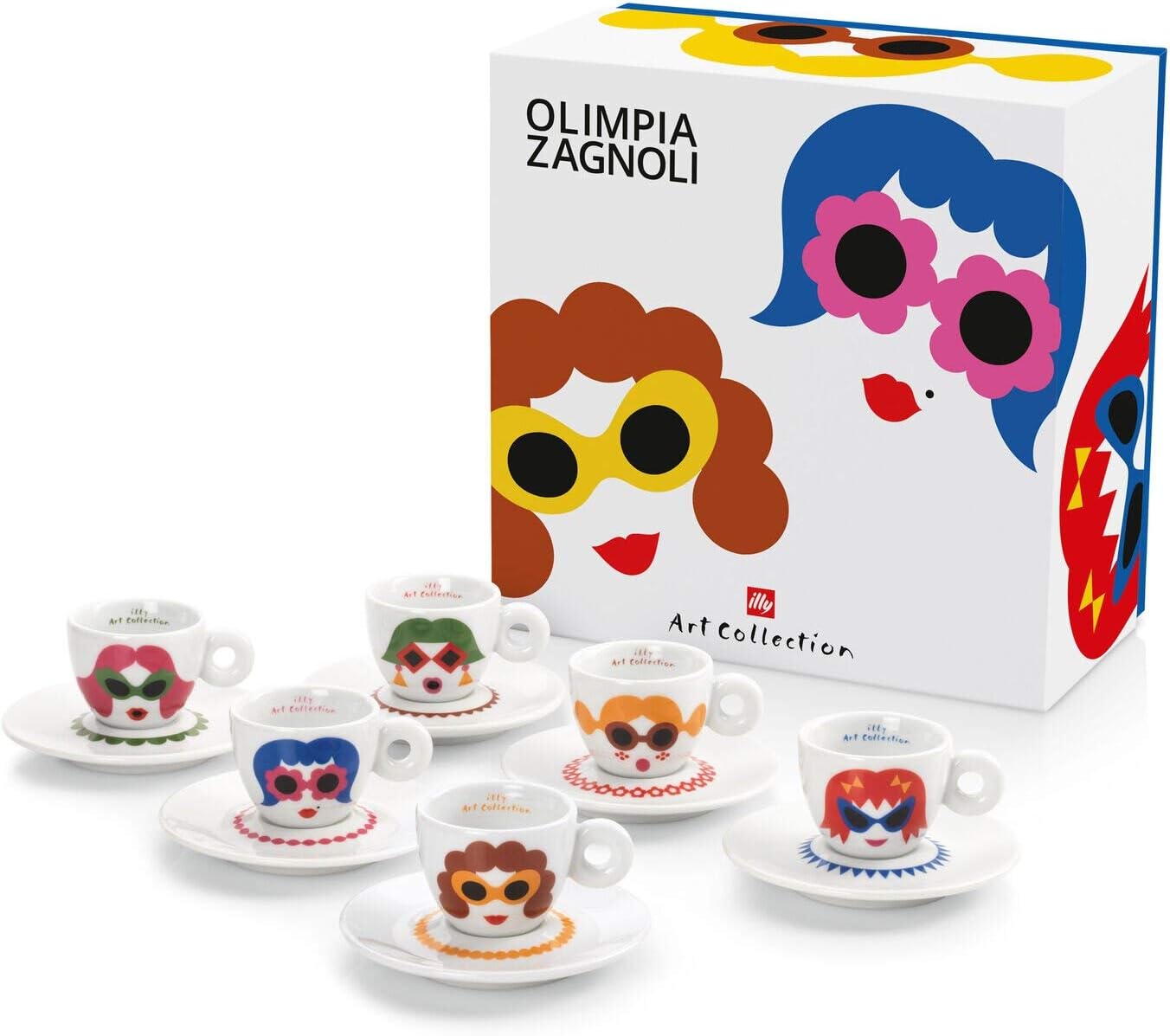 Illy Set 6 Espresso Cups Art Collection Olimpia Zagnoli