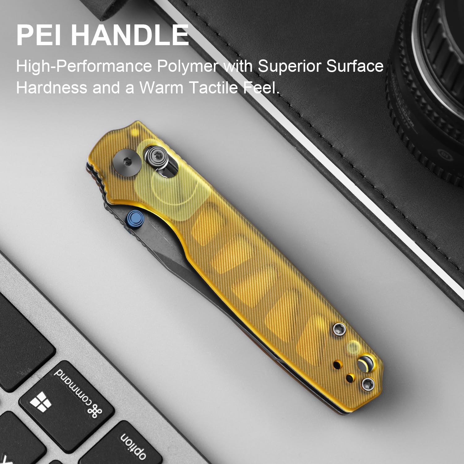 Kizer Pokiman CC Taschenmesser 8 cm Clip Point AEB-L Klinge Klappmesser Gelber PEI Griff Daumenknopf EDC Messer