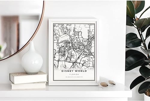 Miniatura 4 de Skanndi Impresión de mapa mundial de Disney, póster artístico de mapa de Florida FL USA, Kissimmee, arte de pared moderno, obra de arte de mapa de