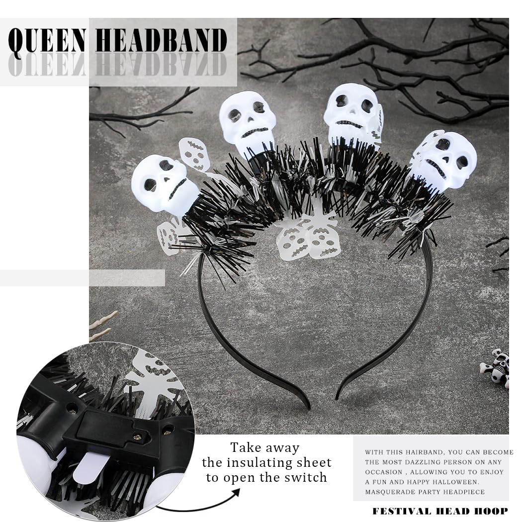 Diadema iluminada de calabaza de Halloween con luces LED, diadema de fantasma, tocados góticos para mujeres, accesorios para el cabello para fiesta de disfraces