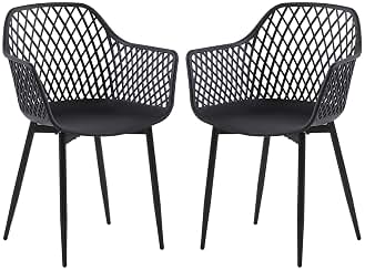 Juego de 2 sillas de jardín, sillas de jardín para exteriores, muebles de balcón, sillas de salón para exteriores, para balcón pequeño, sillas de terraza, soporta 120 kg, color negro