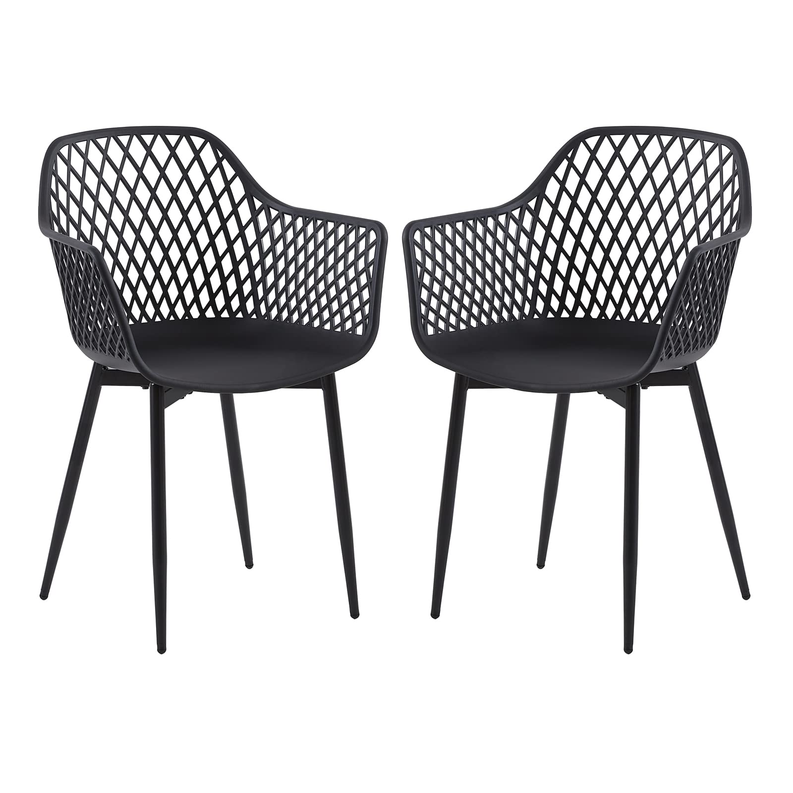 buybyroom Juego de 2 sillas de jardín, sillas de jardín para exteriores, muebles de balcón, sillas de salón para exteriores, para balcón pequeño, sillas de terraza, soporta 120 kg, color negro