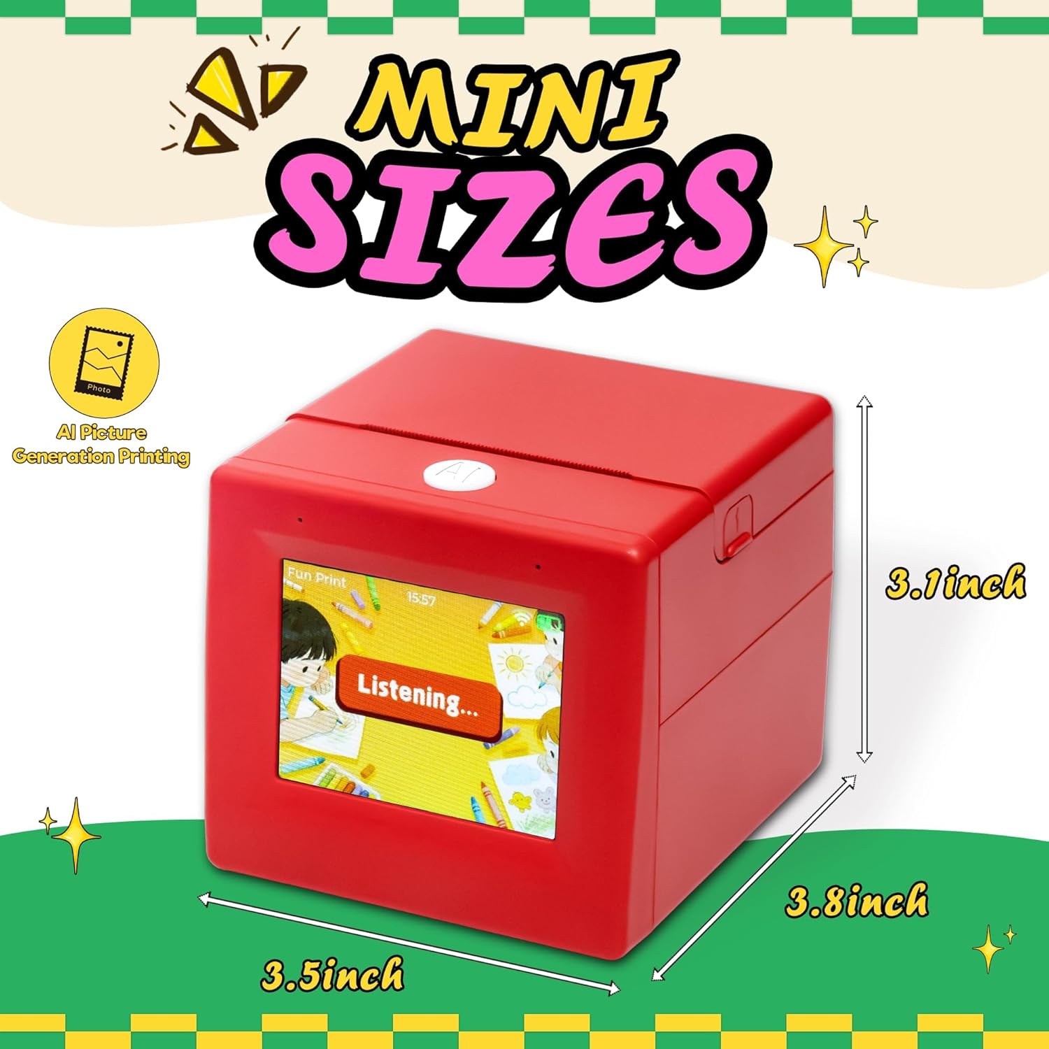 [2026.4 Feature upgrade] Smart AI Voice Sticker Printer, Kids Toys Spark Imagination Intellectual Development, Mini Thermal Label Printer With Display, Inkless Portable Sticker Maker, 4 Rolls Paper