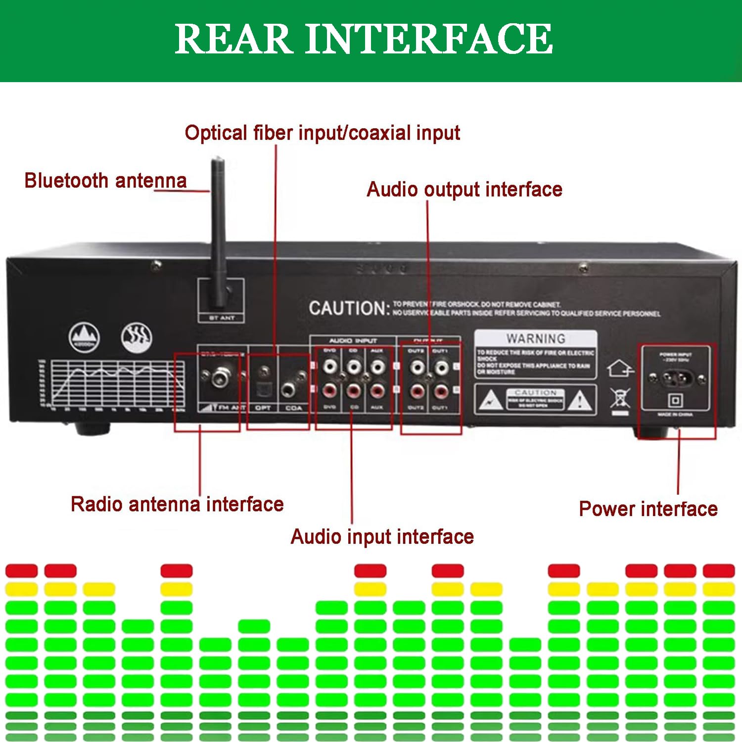 Ecualizador Gráfico Hi-Fi, Analizador De Espectro De 31 Bandas, Ecualizador De Audio Óptico Coaxial Bluetooth 5.4, Reducción De Ruido, para Audio Doméstico, Estudio De Grabación