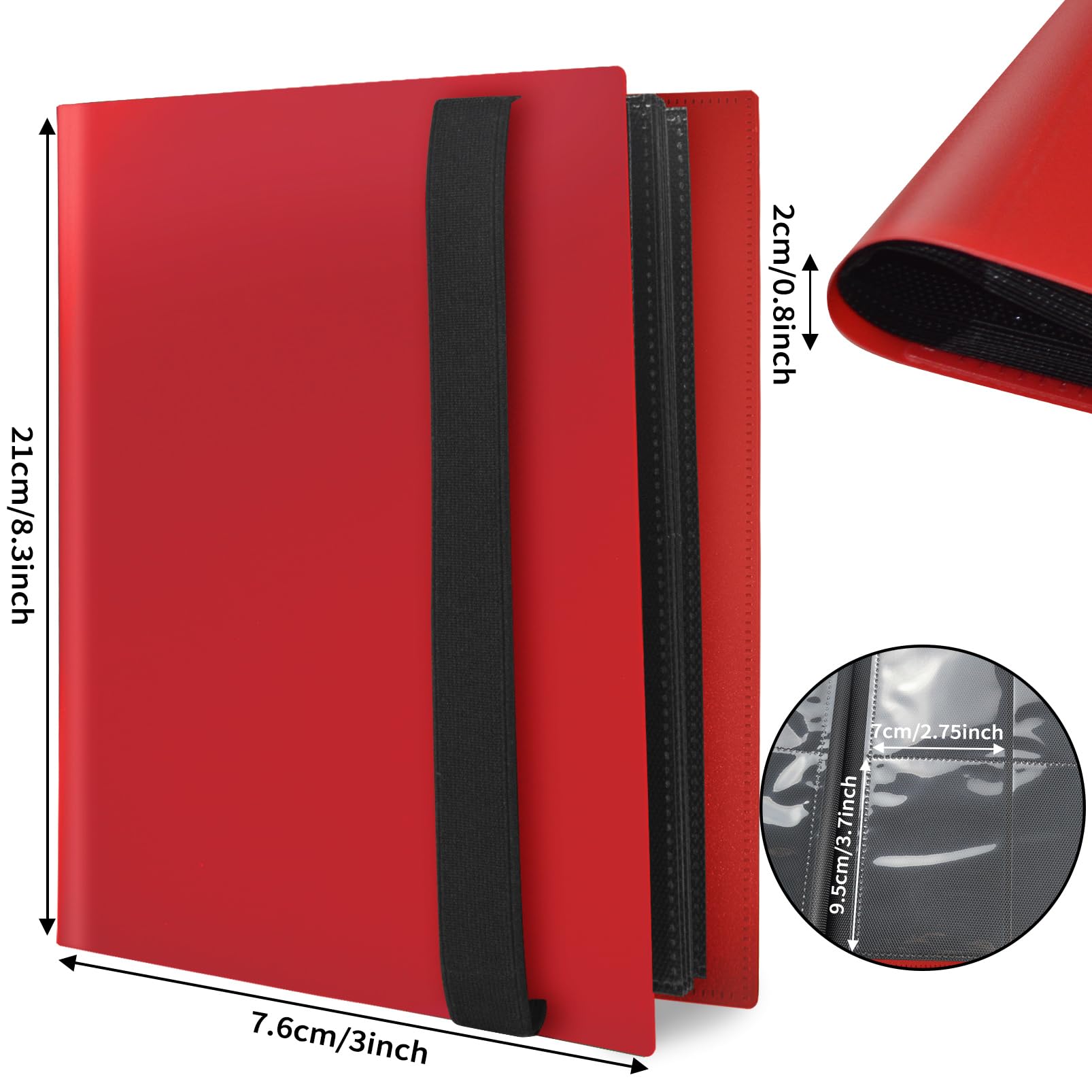 Karty Kolekcjonerskie Album - Z160 Kieszenie 20 Pages Pro 4 kieszenie z wodoodporną niebieską okładką książki Idealne do zbierania kart dla MTG Magic, do Match Atta (czerwony)