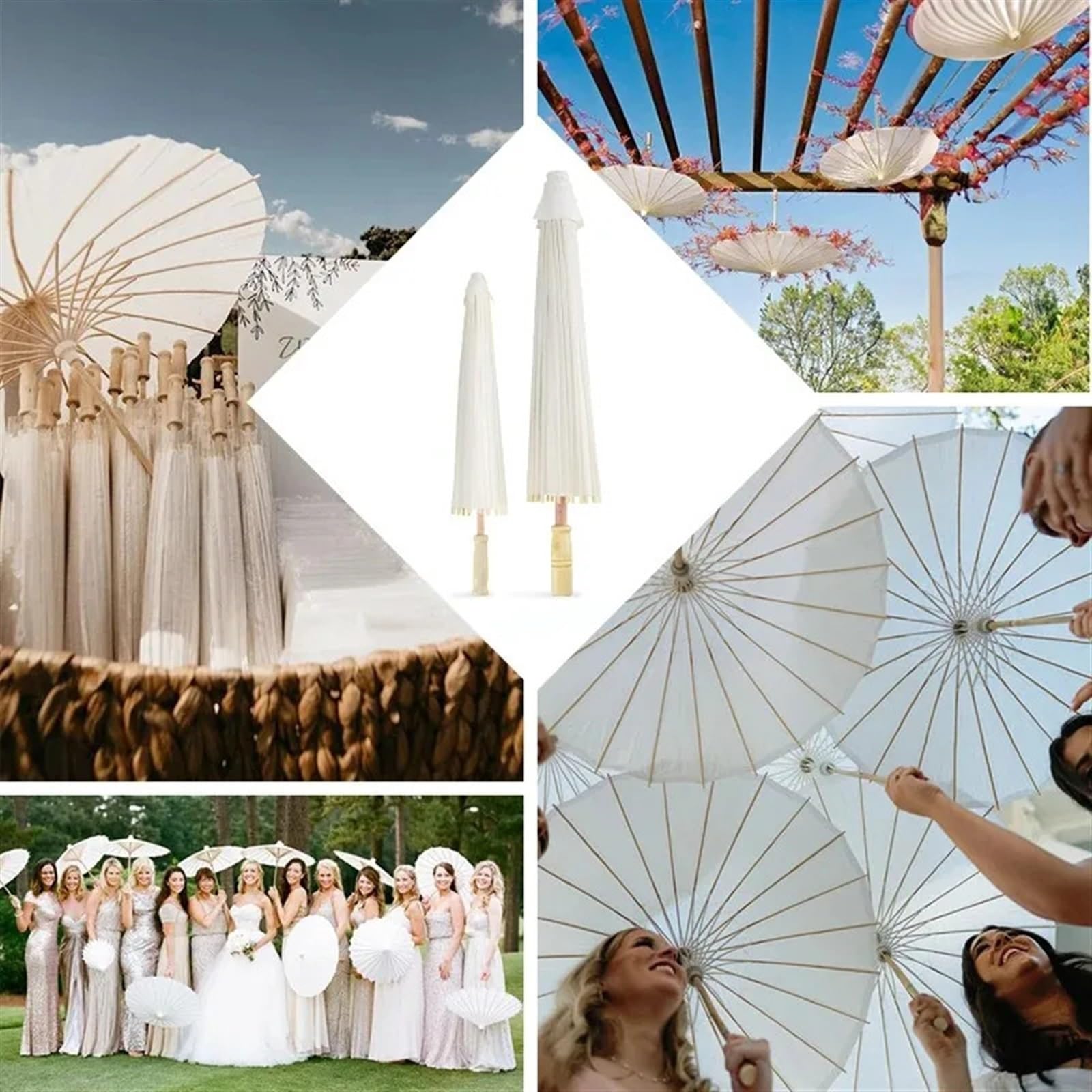 Hochzeit Papier Regenschirm 10/30/40PCS Sonnenschirm Regenschirme Hochzeit Foto Cosplay Prop 80cm Papier Regenschirm Weiß DIY Regenschirm Braut Baby Shower Party Strand für Party Decor(84cm 40PCS)