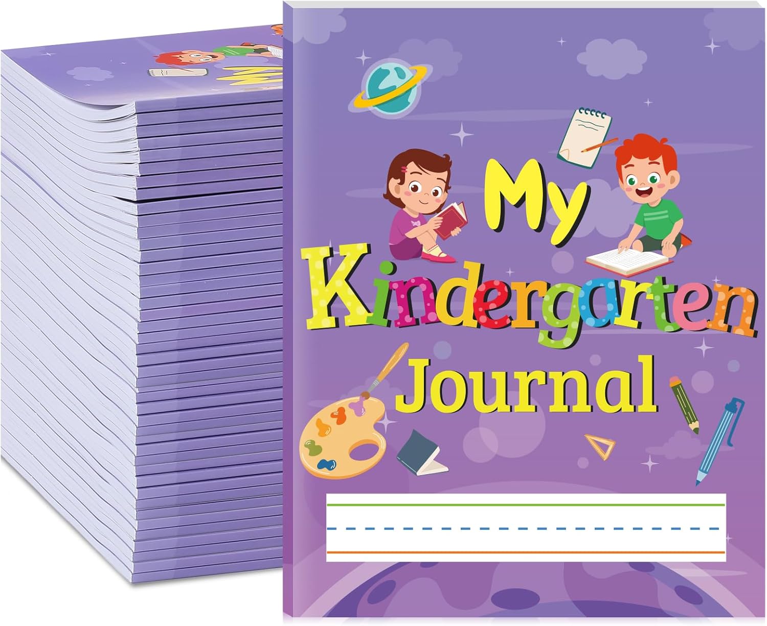 Teling 48 Pcs Kids Primary Journal Kindergarten Primary Composition Notebook Writing Notebook for Kids Paper Notebooks for Grades K-2, 10 x 8 Inch, 64 Pages for Each Piece