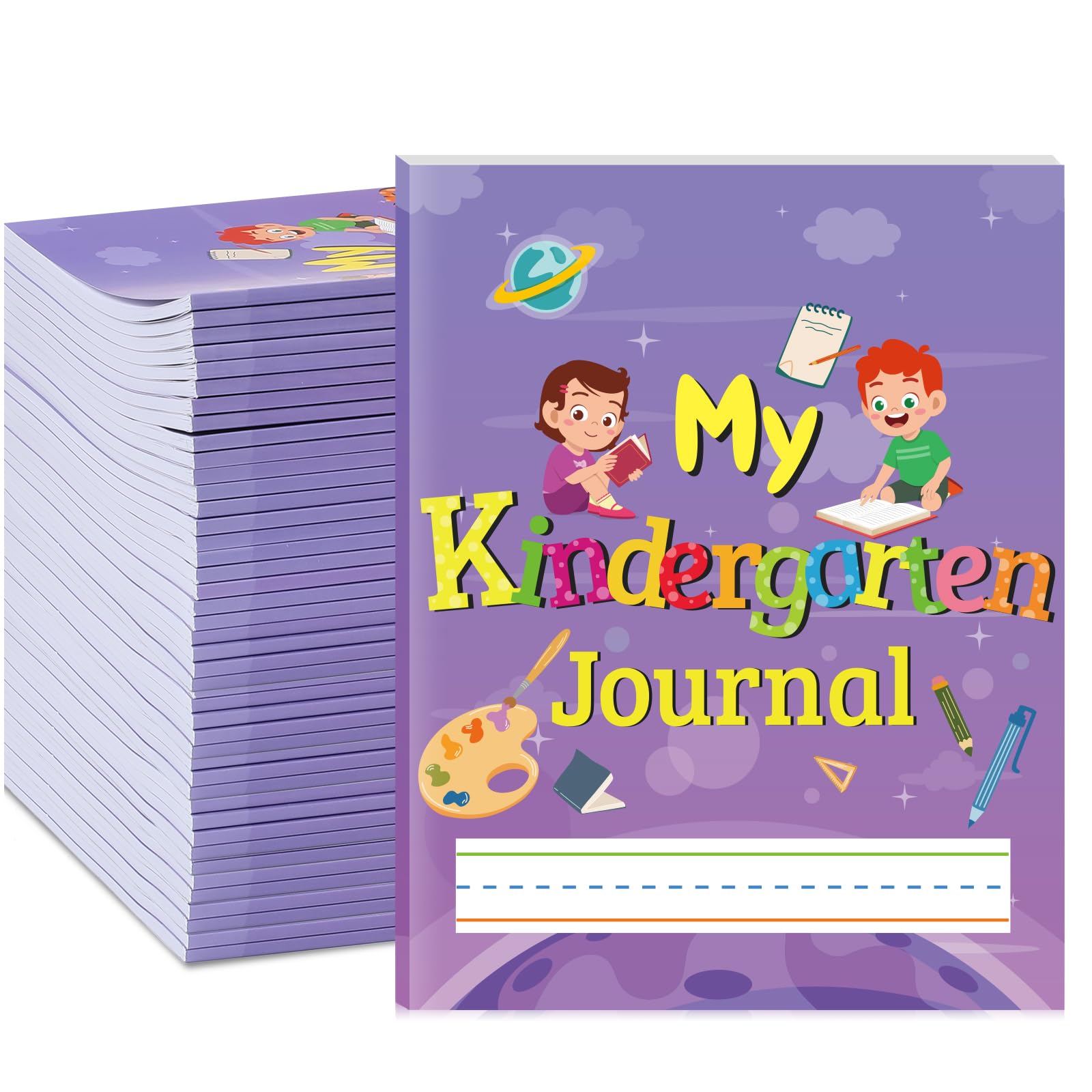 Teling Diario primario per bambini scuola materna composizione primaria quaderno per bambini quaderni di carta per i gradi K-2, 25,4 x 20,3 cm, 64 pagine per ogni pezzo (48 pezzi)