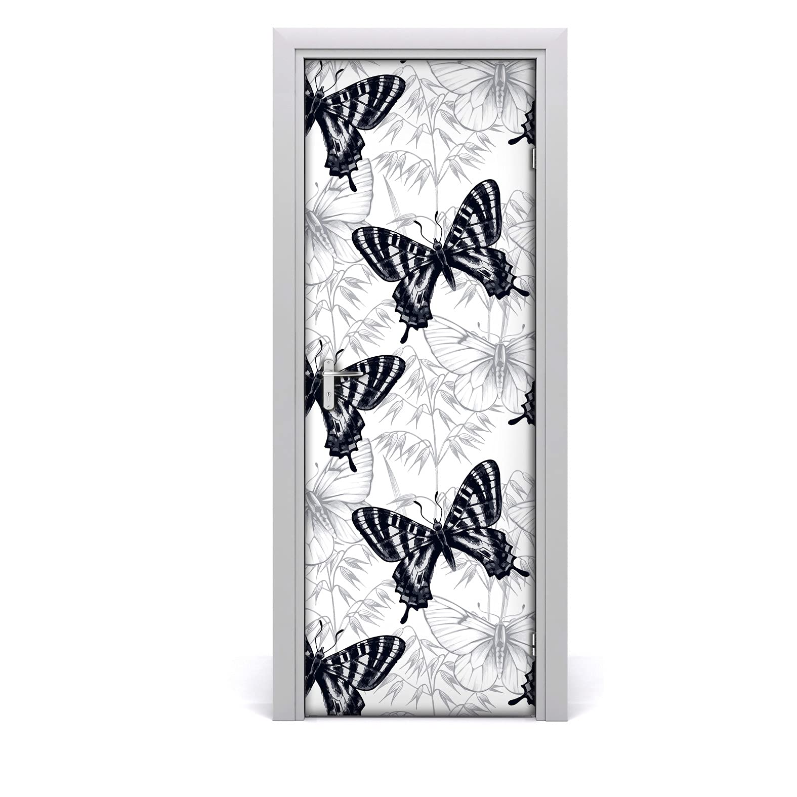Autocollant de porte 77x200cm rétro floral mural