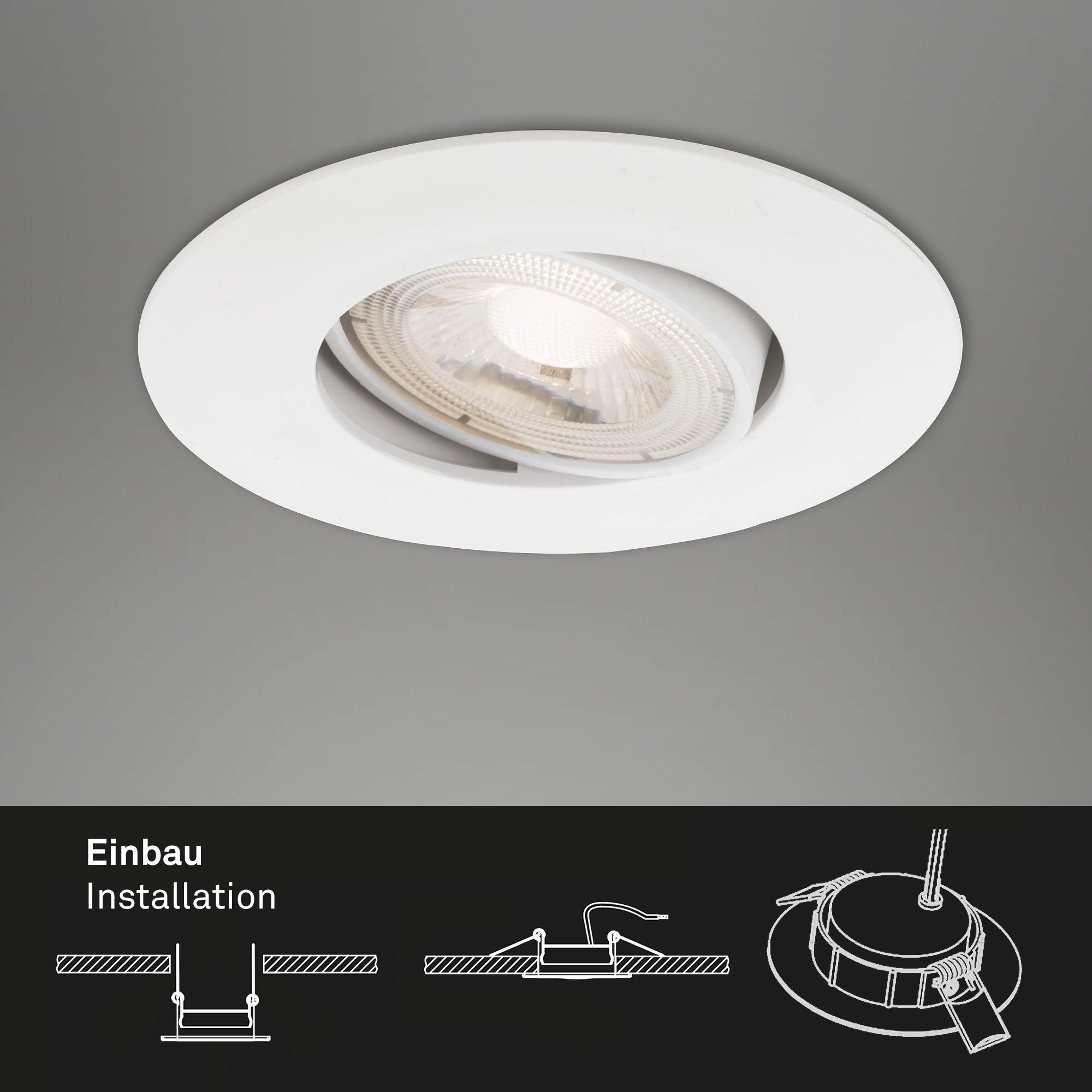 Briloner Faro Da Incasso LED Orientabile – 7W, 600 Lumen, 4000K, Nero Opaco, Diametro 106mm, IP23, Collegamento Diretto 230V