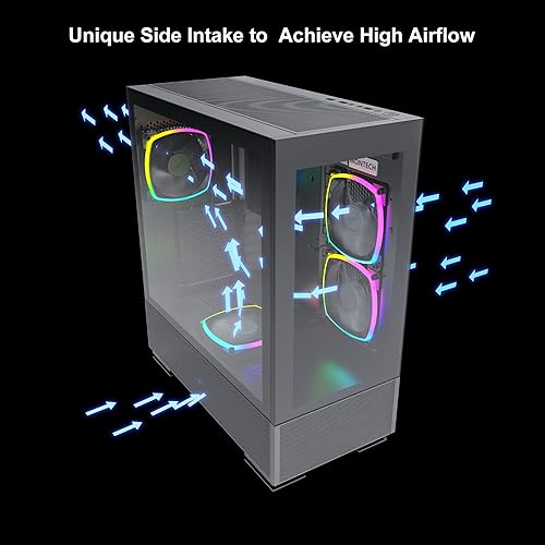 Miniatura 42 de Montech - 6 unidades de malla X3, 3 ventiladores fijos de 140 mm y 3 ventiladores fijos de 120 mm con iluminación RGB, carcasa ATX de media torre